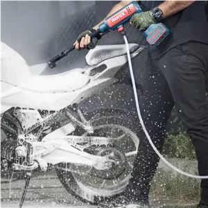 کارواش شارژی 22 بار 80 وات با موتور ذغالی رونیکس مدل 8628 با حداکثر دبی آب 3.5 لیتر بر دقیقه MAH
