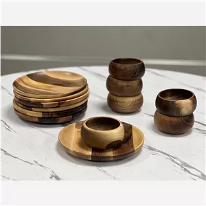 ست پیش دستی و پیاله چوبی قابل شستشو پسکرایه
