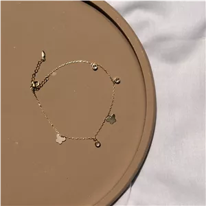 پابند طلایی ژوپینگ آویز پروانه و نگین کد PA00035