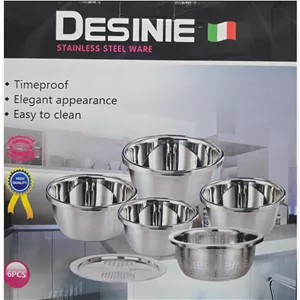 لگن 6پارچ دیسینی 4 سایز لگن 1 آبکش +رنده 