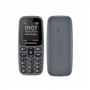 گوشی موبایل ساده دکمه ای Middcell M107 دو سیم کارت، Type-C، باتری 1000mAh، 2G و Bluetooth، خاکستری مشکی