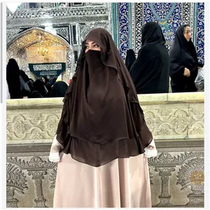 خمار شالدار سه لایه خیمار پوشیه روبند حجاب 