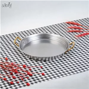 سینی سرو دو دسته گرد 28 سانت استیل سیلور آتیماه ( یک عددی)