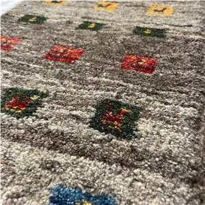 گبه دستبافت قشقایی 0.2 متری کد Nkpa.ha.f70 زمینه طوسی پسکرایه