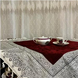 ست رومیزی و رانر 2 تکه مدل مخمل و قلمکار ترنج