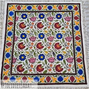 سفره قلم کاری کار دست مدل نیلوفر ابی