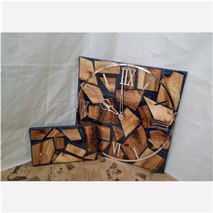 ست ساعت و جاکلیدی دیواری چوبی رزینی. ساعت چوبی گردو . جاکلیدی