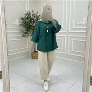 شومیز مانتویی باکسی زنانه جنس کراش فری سایز 38 تا 46