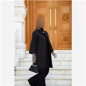مانتو مجلسی نگین دار مدل مهشید پارچه سوپر مازراتی رنگ مشکی سایز بزرگ