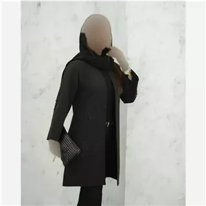 مانتو مجلسی نگین دار مدل مهشید پارچه سوپر مازراتی رنگ مشکی سایز بزرگ