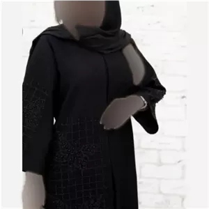 مانتو مجلسی نگین دار مدل مهشید پارچه سوپر مازراتی رنگ مشکی سایز بزرگ