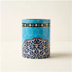 هدیه قلمدان چوبی طرح کاشی آبی