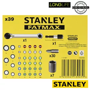 مجموعه 39 عددی سرپیچ گوشتی و بکس استنلی مدل فوق حرفه ای Stanley Professional BOX 39