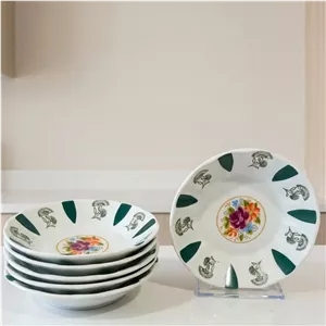 نعلبکی چینی واتسون طرح محرمات کف گل سبز بسته 6 عددی با ارسال رایگان