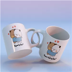 لیوان ماگ سرامیکی مدل ست همسرانه با متن و نوشته دلخواه دو عددی