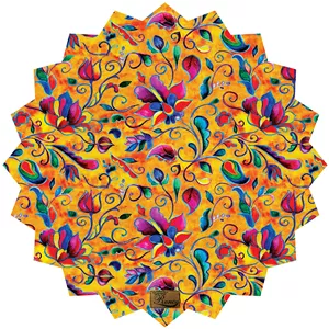 رومیزی ستاره پارچه ای مخمل طرح گل زرد سایز 50 در 50 سانتی متر مدل T22-42814 شرکت رنس (ارسال رایگان همراه با هدیه)