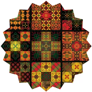 رومیزی ستاره پارچه ای مخمل طرح سنتی مربع سایز 50 در 50 سانتی متر مدل T22-42551 شرکت رنس (ارسال رایگان همراه با هدیه)
