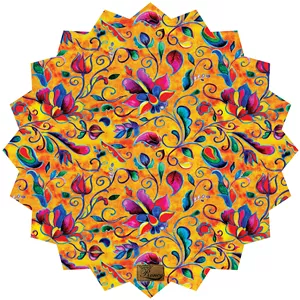 رومیزی ستاره پارچه ای مخمل طرح گل زرد سایز 40 در 40 سانتی متر مدل T21-42814 شرکت رنس (ارسال رایگان همراه با هدیه)