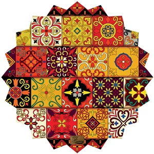 رومیزی ستاره پارچه ای مخمل طرح سنتی مربع سایز 50 در 50 سانتی متر مدل T22-42541 شرکت رنس (ارسال رایگان همراه با هدیه)