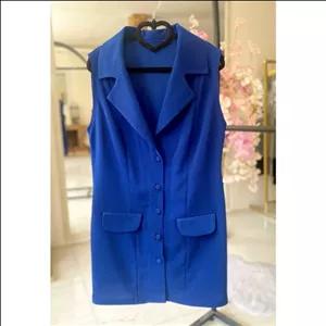 وست یقه انگلیسی آبی کاربنی