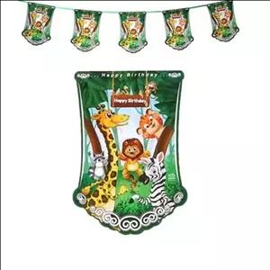 ریسه پرچمی تم تولد حیوانات جنگل ( سافاری ) 2متری