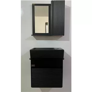 روشویی کابینتی  مشکی بامبو سایز  46در25 همراه آینه باکس(پسکرایه)