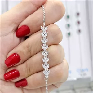 دستبند جواهر گندم تمام نقره عیار 925 با روکش قوی طلا سفید عین طلا (پس کرایه)
