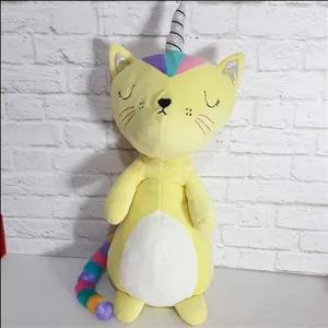 عروسک خارجی گربه تک شاخ با دم هفت رنگ