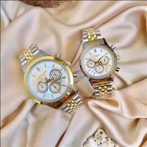 ساعت ست زنانه مردانه طرح سیتیزن دارای تقویم بدنه و بند استیل فلزی