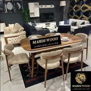 میز ناهار خوری چهار نفره مدل کارن تمام راش گرجستانی (پس کرایه) MAHDIWOOD