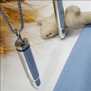 گردنبند جاساز استیل گردنبند کپسول نقره ایی محصول شماره 14