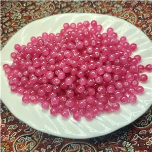 مروارید سنگی 8 میلیمتری سرخابی(10 عدد)