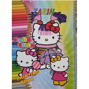 دفتر نقاشی فانتزی فنری بزرگ کودکانه طرح hello kittu هلو کیتی - زرین