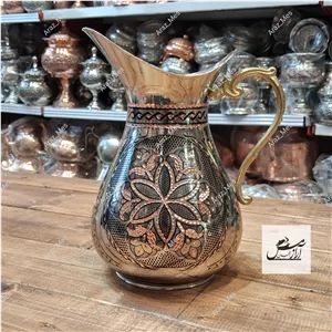 پارچ مسی اردکی الماس تراش کروم نقره ای سایز متوسط