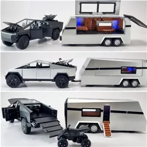 اسباب بازی ماشین فلزی تسلا سایبرتراک کاروان دار ماکت ماشین فلزی Tesla cybertruck