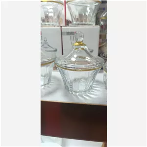 قندان شیشه ای لب طلایی
