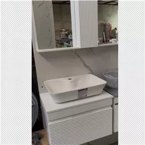 فولست روشویی کابینتی سفید بامبو سایز 60 40 بهمراه آینه باکس 
