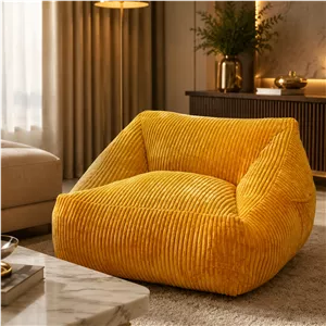 بین بگ مبلی تک نفره مدل مینیمال هپی چیر دسته دار مخمل کبریتی وارداتی