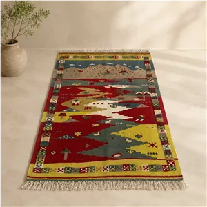 گلیم گبه دستبافت یک و نیم متری مدل عروسکی