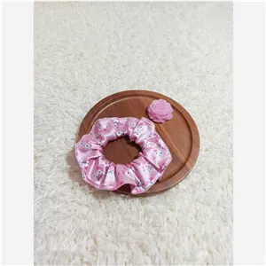 اسکرانچی ساتن ابریشم طرح شکوفه بسته 3عددی