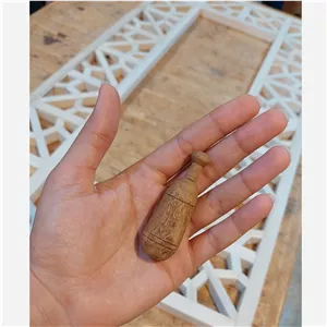 میل باستانی چوبی خراطی شده مینیاتوری دکوری جفت