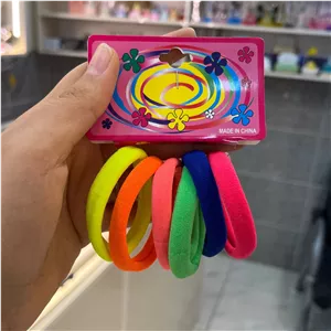 کش مو دخترانه ساده کشسانی بالا بسته 6 عددی رنگی