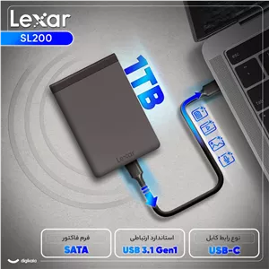 اس اس دی اکسترنال لکسار مدل SL200 ظرفیت 1 ترابایت رابط USB 3.1 Gen1 AP4
