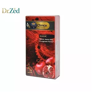 کاندوم کلایمکس Magic7 لاتکس طبیعی خاردار رایحه انار بسته 12 عددی