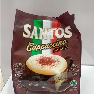 پودر کاپوچینو سانتوس (SANTOS) بسته 20 عددی به همراه پودر شکلات