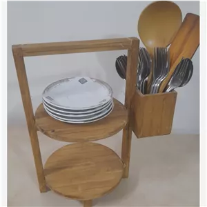 جای قاشق چنگال بشقاب چوبی دسته دار
