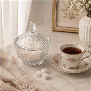 قندان شیشه ای ایرانی طرح پرشیا قندان درب دار