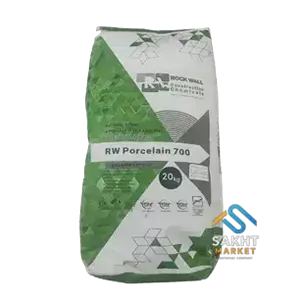 چسب پودری پرسلان سفید الیافدار راک وال RWF700 وزن 20 کیلویی چسب کاشی و سرامیک C2 BS-SM