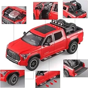 ماکت ماشین ناب سل مدل تویوتا تندرا آفرود فنری فلزی موزیکال چراغدار کد TOYOTA TUNDRA 4 4 به همراه بوق روی فرمان و آیین...