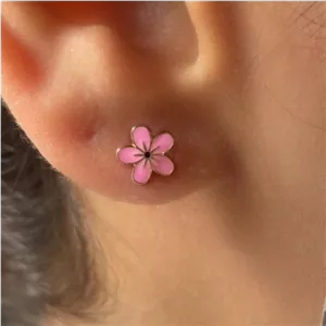 گوشواره شکوفه صورتی